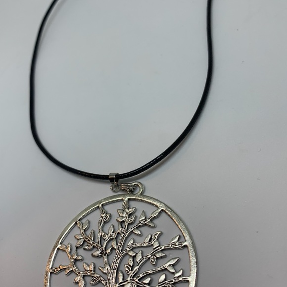 Imitation Leather Chain & Alloy Sun Tree Necklace - Picture 4 of 4